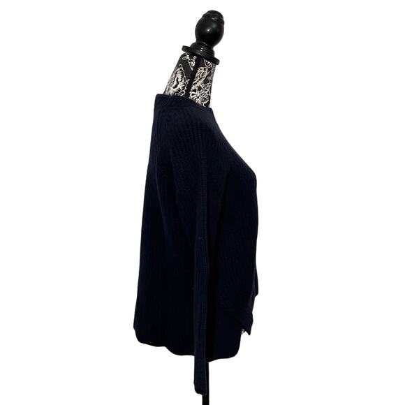 Weekend Max Mara Knit Sweater Virgin Wool Navy Blue Vented Hem Size Large - Picture 7 of 9